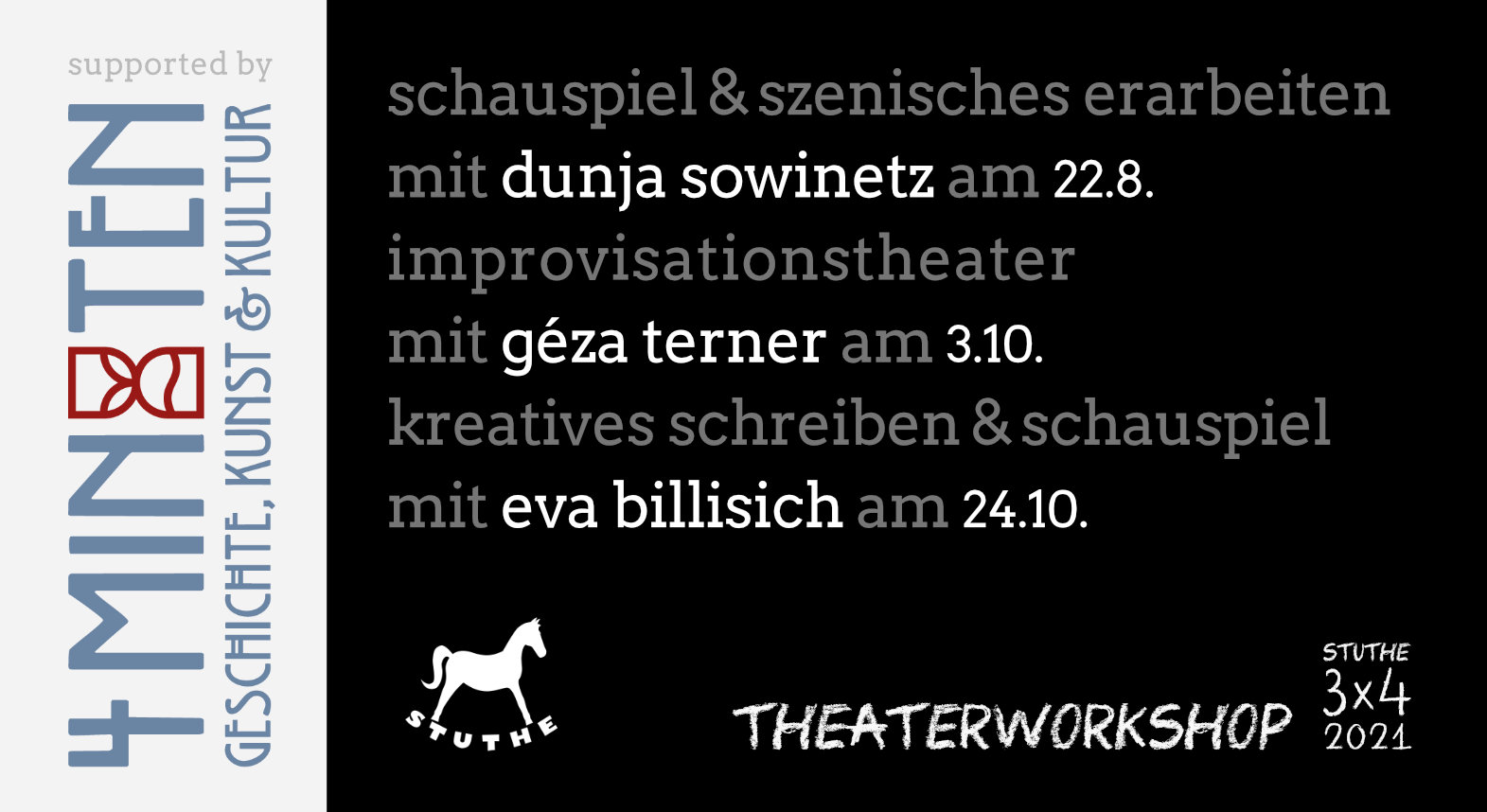 Workshop Banner Textversion - 3x4 STUTHE Profiworkshopreihe 2021